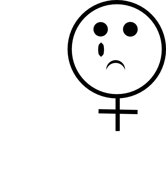 Female Symbol Sad Clip Art - Line Art (570x598)