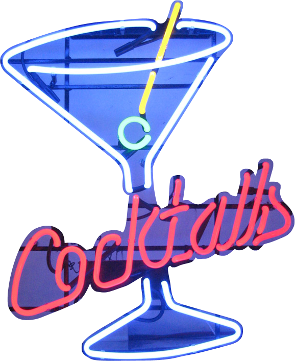 Neon Sign Clipart Transparent - Neon Cocktail Sign Png (578x707)