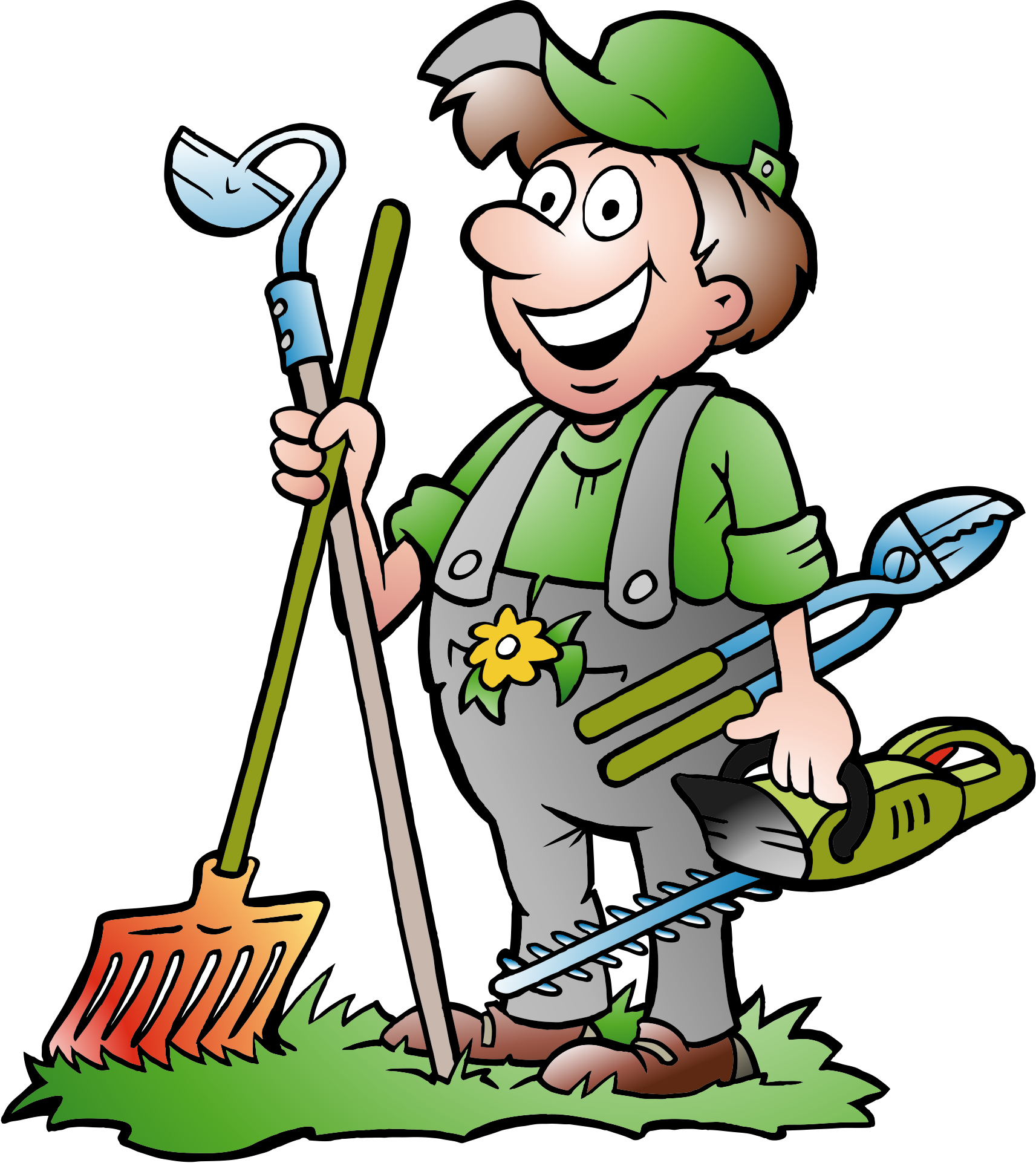 Almost Perfect Landscape Maintenance - Gardener Cartoon Png (1713x1923)