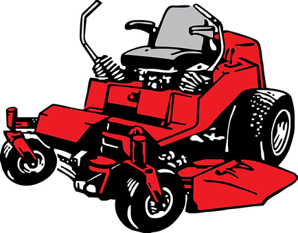 Mower Machine Lawn Vehicle Red Mower Mower - Lawn Care Clip Art (434x340)