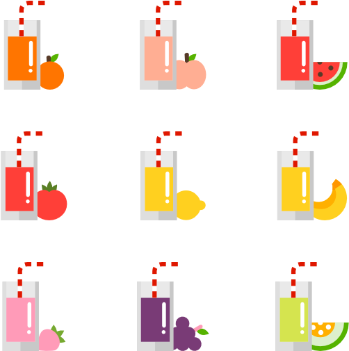 Fruit And Vegetable Juice Collection - Juice Flat Design Png (600x564)