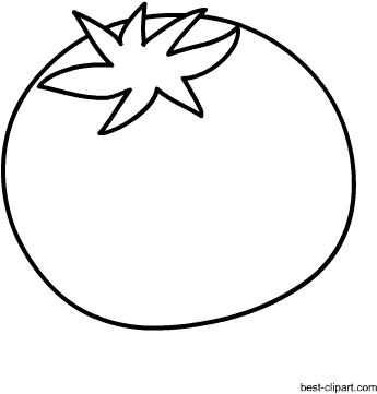 Black And White Tomato Outline Clip Art - Black (450x450)
