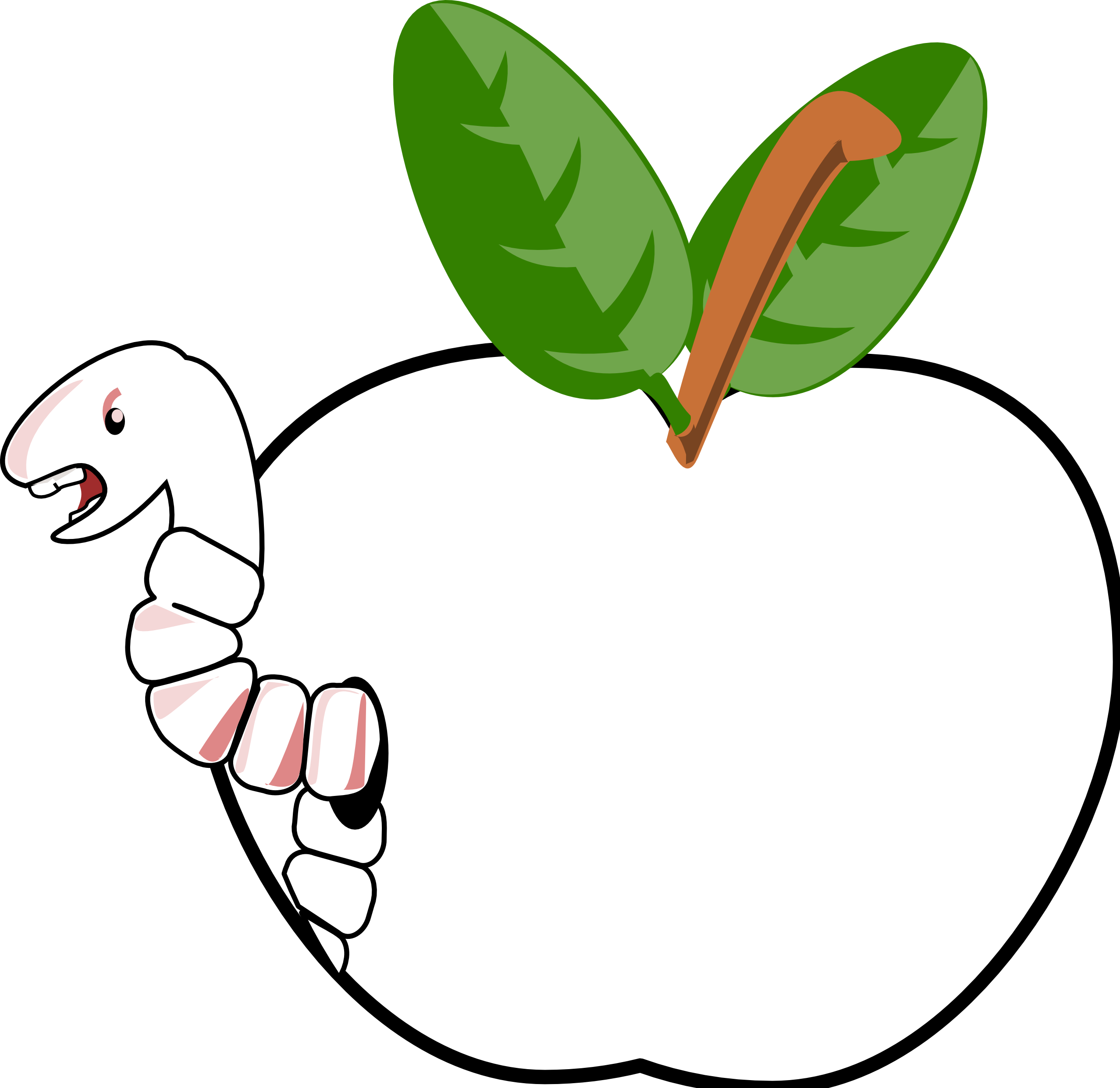 Worm 1 Black White Line Art Scalable Vector Graphics - Transparent Background Of Cartoon Apple (2555x2481)