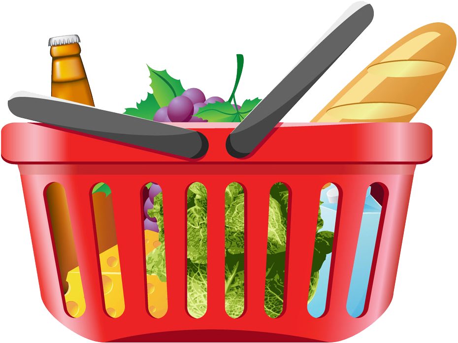 Shopping Cart Grocery Store Clip Art - Shopping Basket With Groceries (1000x799)