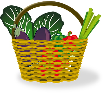Basket Full Vegetables Food Market Shoppin - Food Basket Clip Art (360x340)