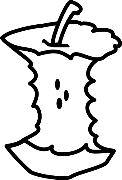 Cartoon Fruit - Apple Core Clipart (402x592)