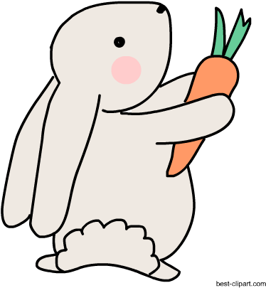 Free Rabbit Holding A Carrot Clip Art - Clip Art (450x450)