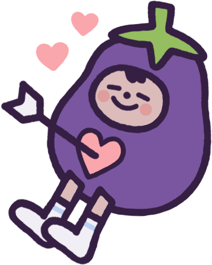 Eggby The Eggplant Messages Sticker-1 - Cartoon (478x566)