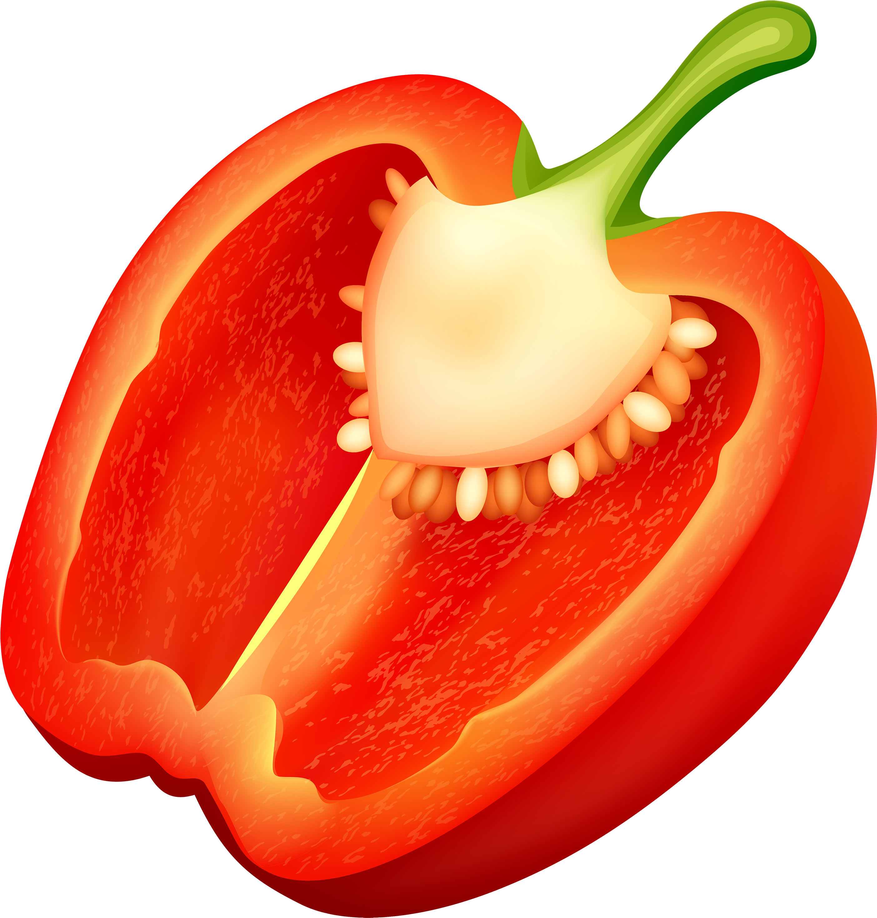 Half Red Pepper Png Clipart - Half Of A Pepper (2884x3000)