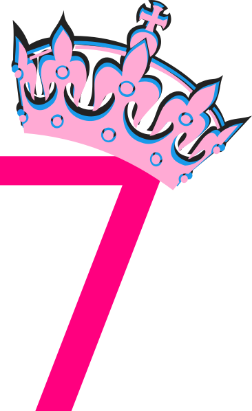 Pink Tilted Tiara And Number 7 Clip Art At Clker - Clip Art (366x598)