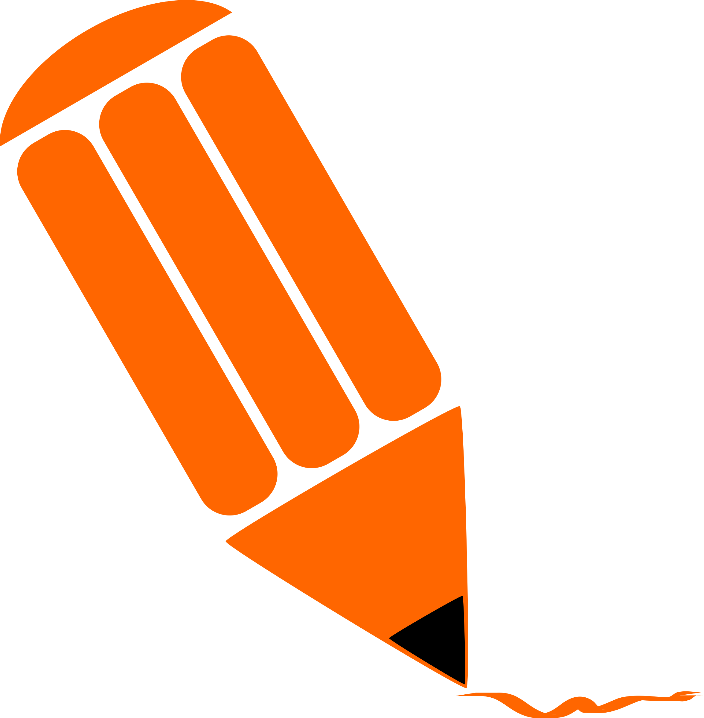 Clipart - Orange Pencil Clipart (2354x2400)