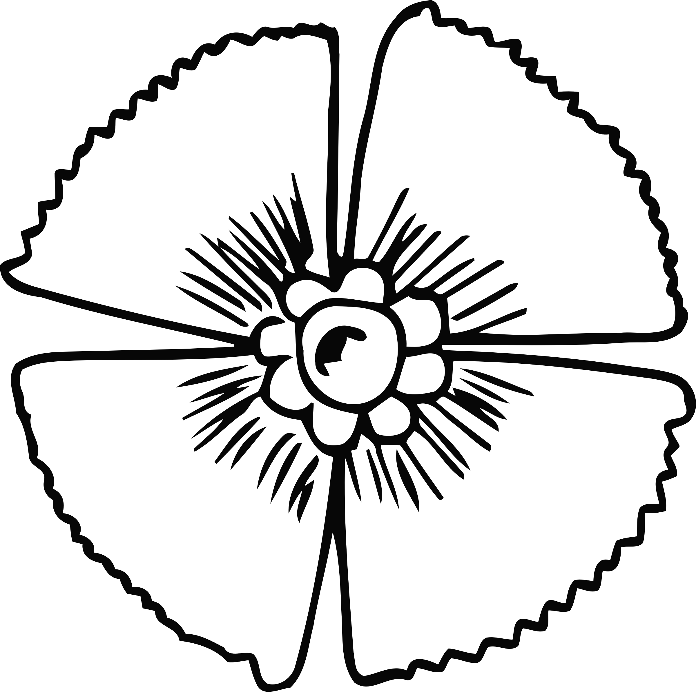Black And White Clipart Flower Best - Circle (2400x2388)