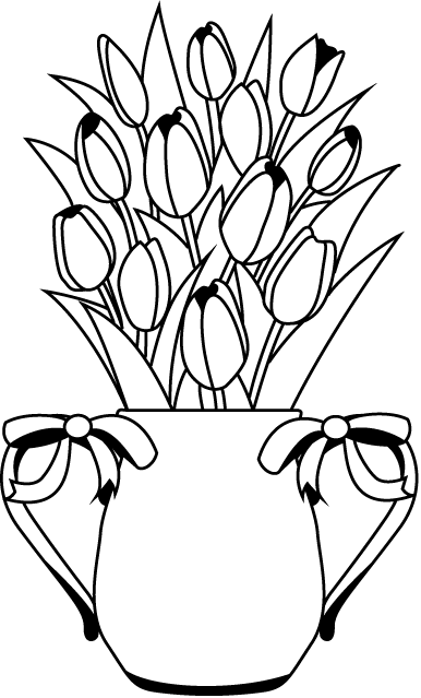 Flower Arrangement Clipart - Outline Images Of Flower Bouquet (386x639)