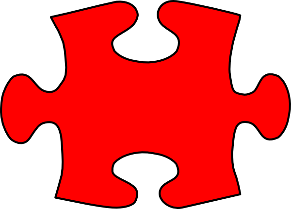 Red Jigsaw Puzzle Piece Large Clip Art - Single Puzzle Piece Png (600x430)