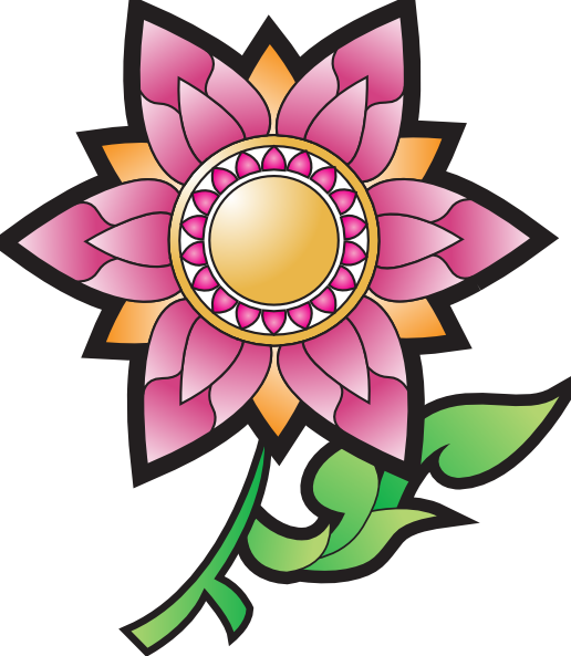 Pink Flower Decoration Clip Art At Clker - Flat Medal Vector Png (516x593)