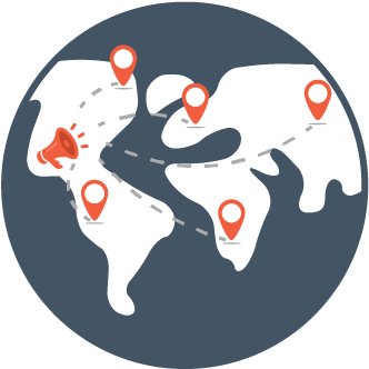 Business App Illustrated Globe Showing Broadcast To - Illustration (533x359)