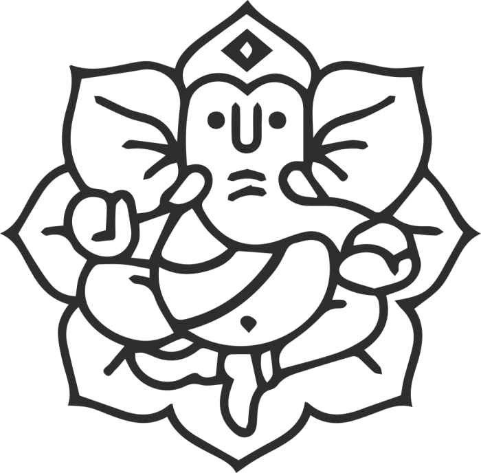 Sticker Symbole Ganesh 6 - Drawing Ganesh With Flower (700x688)