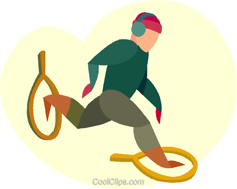 Man Snow Shoeing Royalty Free Vector Clip Art Illustration - Schneeschuhwandern Clipart (480x382)