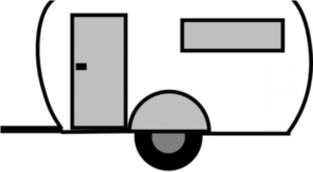 Camper Clipart Outline - Black And White Caravan Clip Art (640x480)