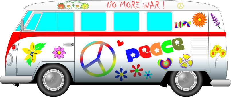 Volkswagen Type 2 Van Car Hippie - Hippie Volkswagen Van Png (806x340)