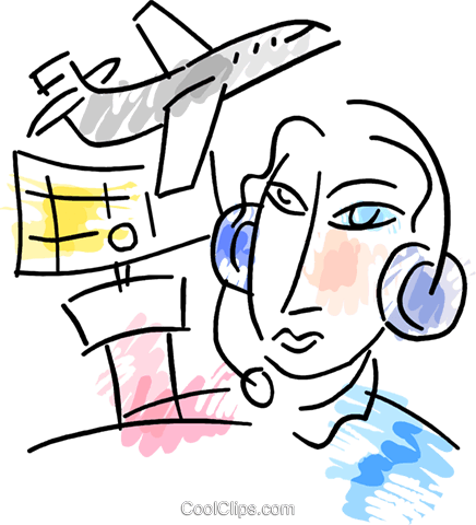 Air Traffic Control Royalty Free Vector Clip Art Illustration - Air Traffic Control Royalty Free Vector Clip Art Illustration (436x480)