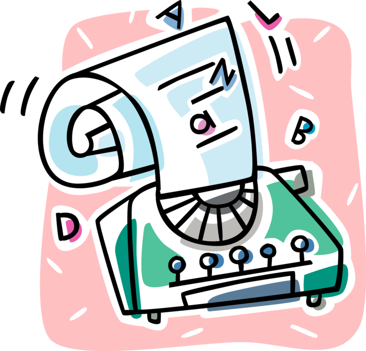 Vector Illustration Of Typewriter Mechanical Machine - Vector Illustration Of Typewriter Mechanical Machine (729x700)