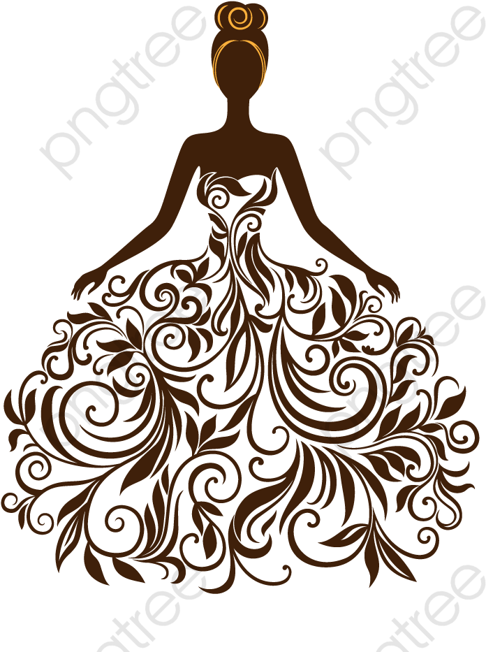 Creative Wedding Silhouette Vector Material Png Clipart - Bride Dress Svg (800x1000)