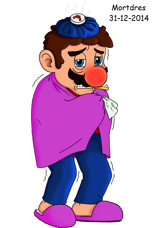 Sick Mario By Mortdres On Deviantart - Mario Is Sick (593x899)