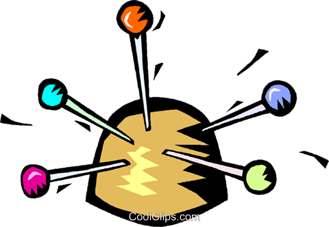 Pin Cushion With Pins Royalty Free Vector Clip Art - Almofada De Agulha Png (480x332)