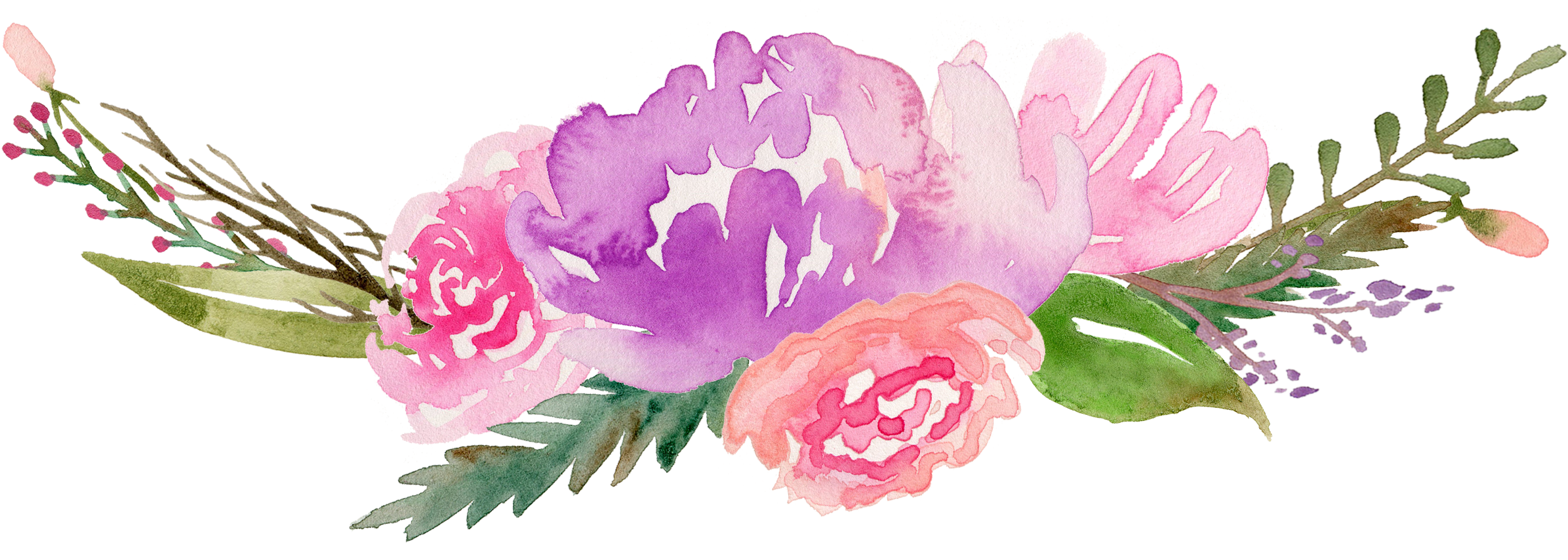 Watercolor Flowers Clipart - Watercolor Flower Free Printable (3000x1500)