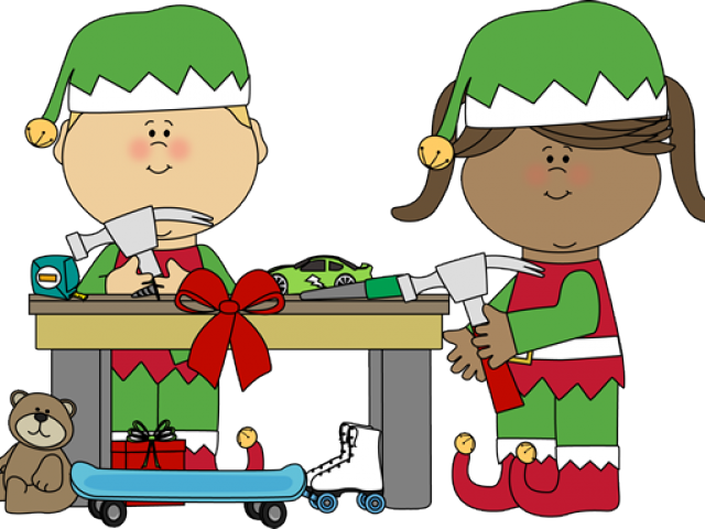 Santa Claus Clipart Workshop - Giving Dummy To Santa (640x480)