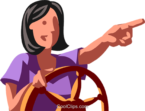 Businesswoman At The Helm Royalty Free Vector Clip - Cartoon (480x370)