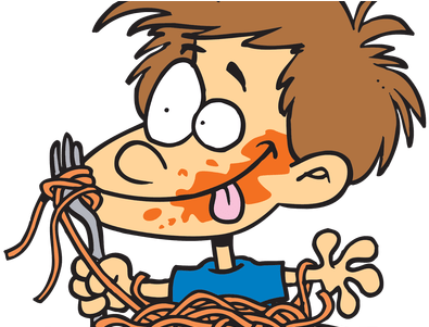 Man Pizza Cartoon K Pictures Full Hq - Eating Spaghetti Clipart (450x300)