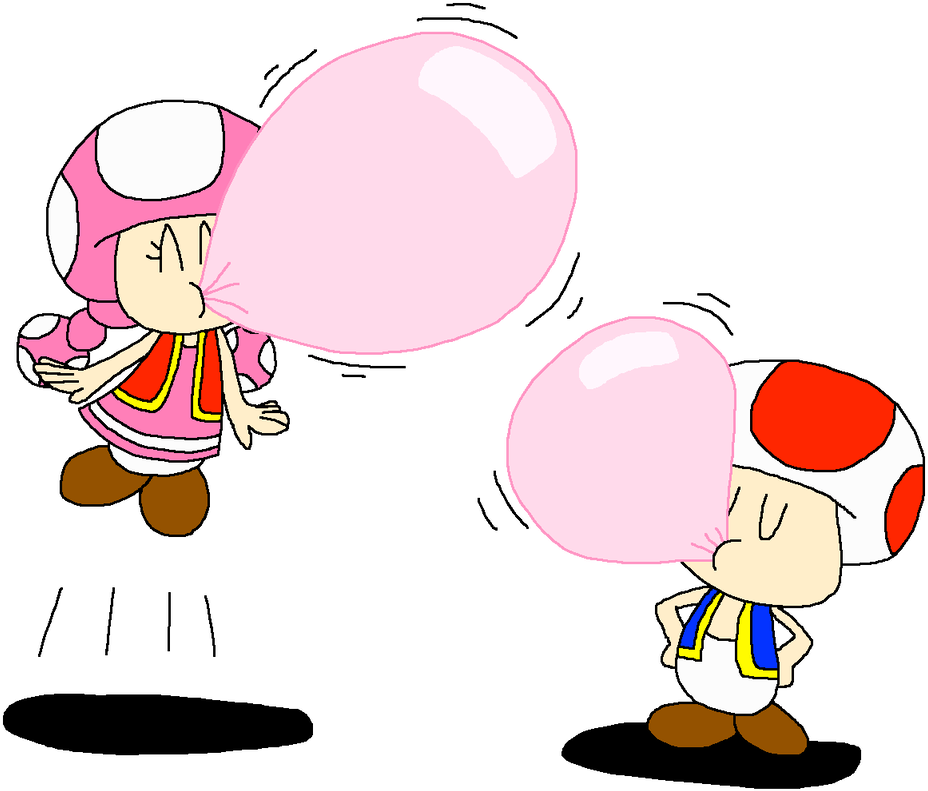 Toad And Toadette Free Bubble Gum By Pokegirlrules - Cartoon (978x817)