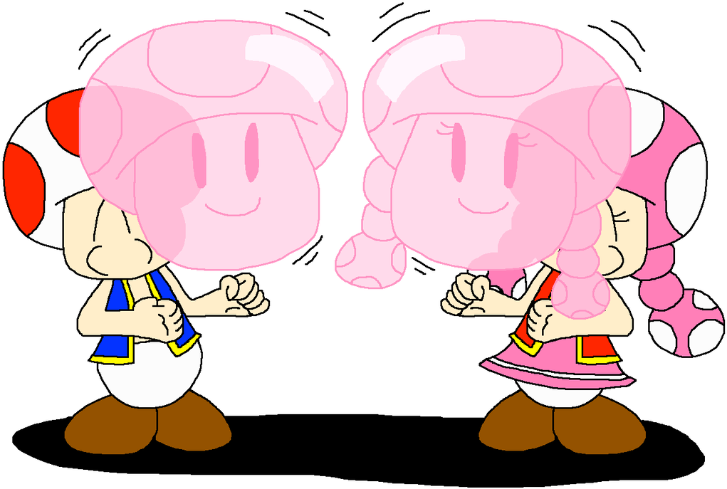 Toad And Toadette Shape Like Bubble Gum By Pokegirlrules - Cartoon (1024x713)