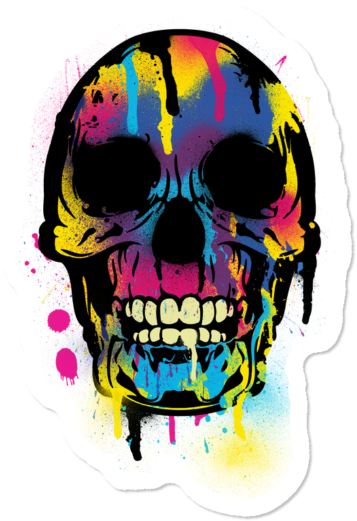 Skull With Colorful Drips And Paint Splatters - Neon Paint Skull (650x650)