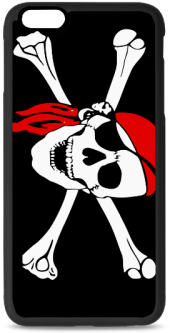 Happy Snile Skull Pirate Clip Art Custom Rubber Case - Skull And Crossbones Red Bandana (500x500)