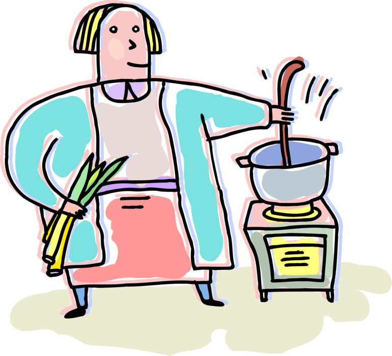 Vector Illustration Of Kitchen Cook Cooking With Soup - Vector Illustration Of Kitchen Cook Cooking With Soup (770x700)