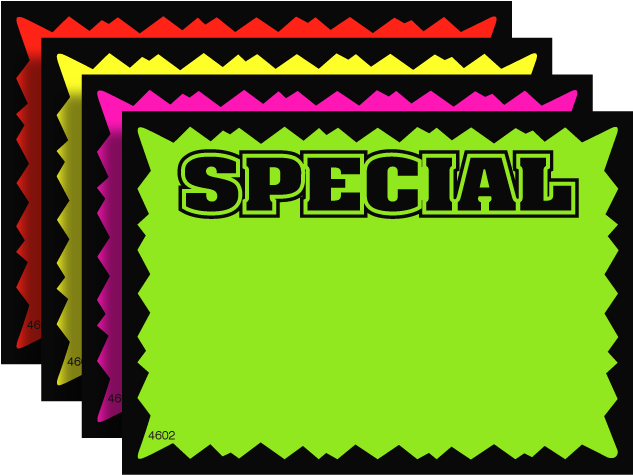 100 Special 7" X 11" Fluorescent Burst Neon Retail - Retail & Sale Signs (632x632)