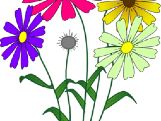 Wildflower Clipart Public Domain - Simple Drawn Flower Outlines (640x480)