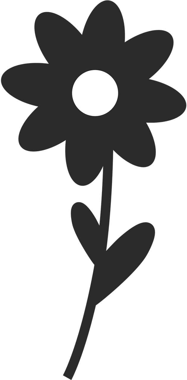 Wildflowers Drawing - Stencils - Minimalist Floral Clipart Black And White (640x1280)