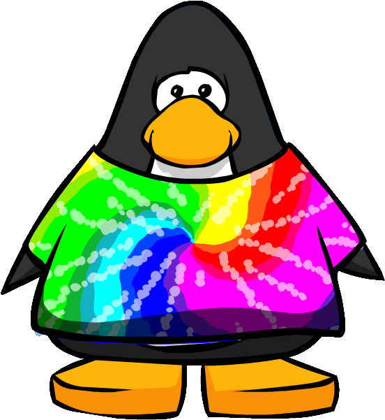 Penguin In Tie Dye T-shirt - Brown Club Penguin (589x635)