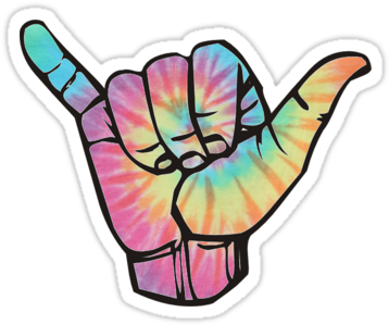 'tie Dye Shaka' Sticker By Amariei - Tie Dye Shaka Sticker (375x360)