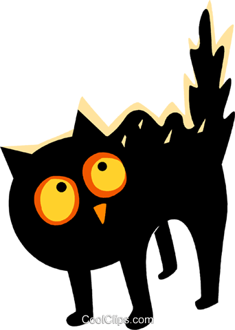 Scared Black Cat Royalty Free Vector Clip Art Illustration - Halloween Borders (342x480)