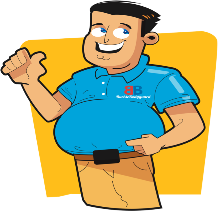 No More Belt Buckle Pain - Cartoon (834x834)