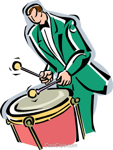 Drummer With Timpani Royalty Free Vector Clip Art - Drummer With Timpani Royalty Free Vector Clip Art (361x480)