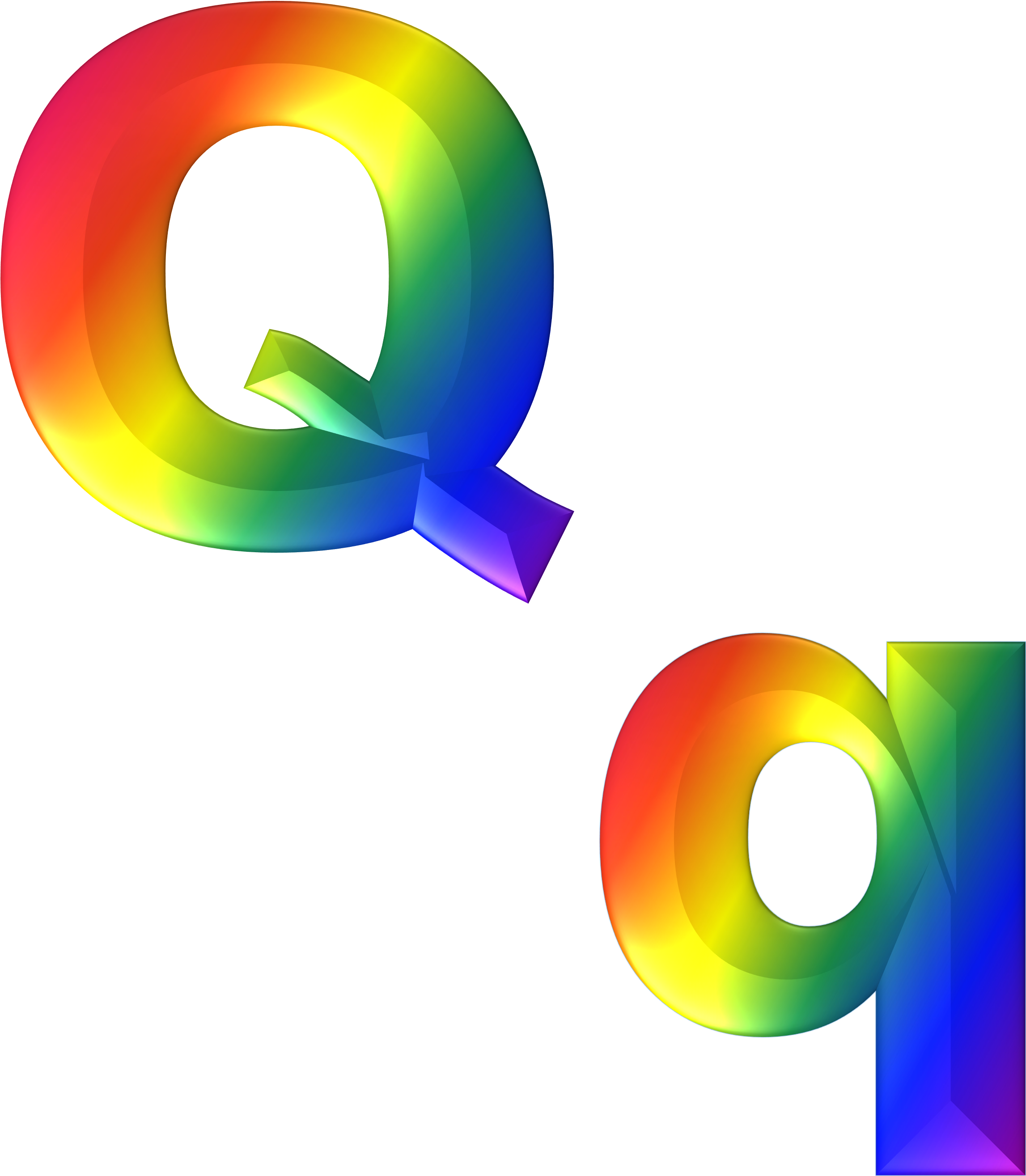 Colorful Big And Small Q Letters Of The Alphabet Clipart - Rainbow Letter Q (2569x3123)