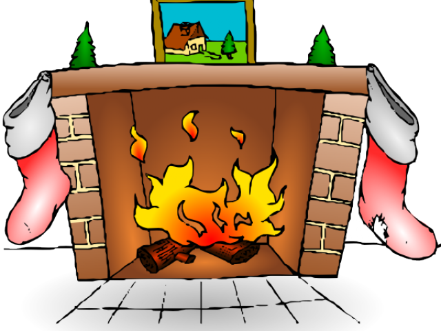 Flames Clipart Fire Chimney - Fireplace Clipart (640x480)