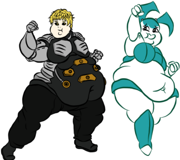 A Fat Xj-9 And Genos Posing Heroically Together With - Deviantart My Life As A Teenage Robot (400x344)