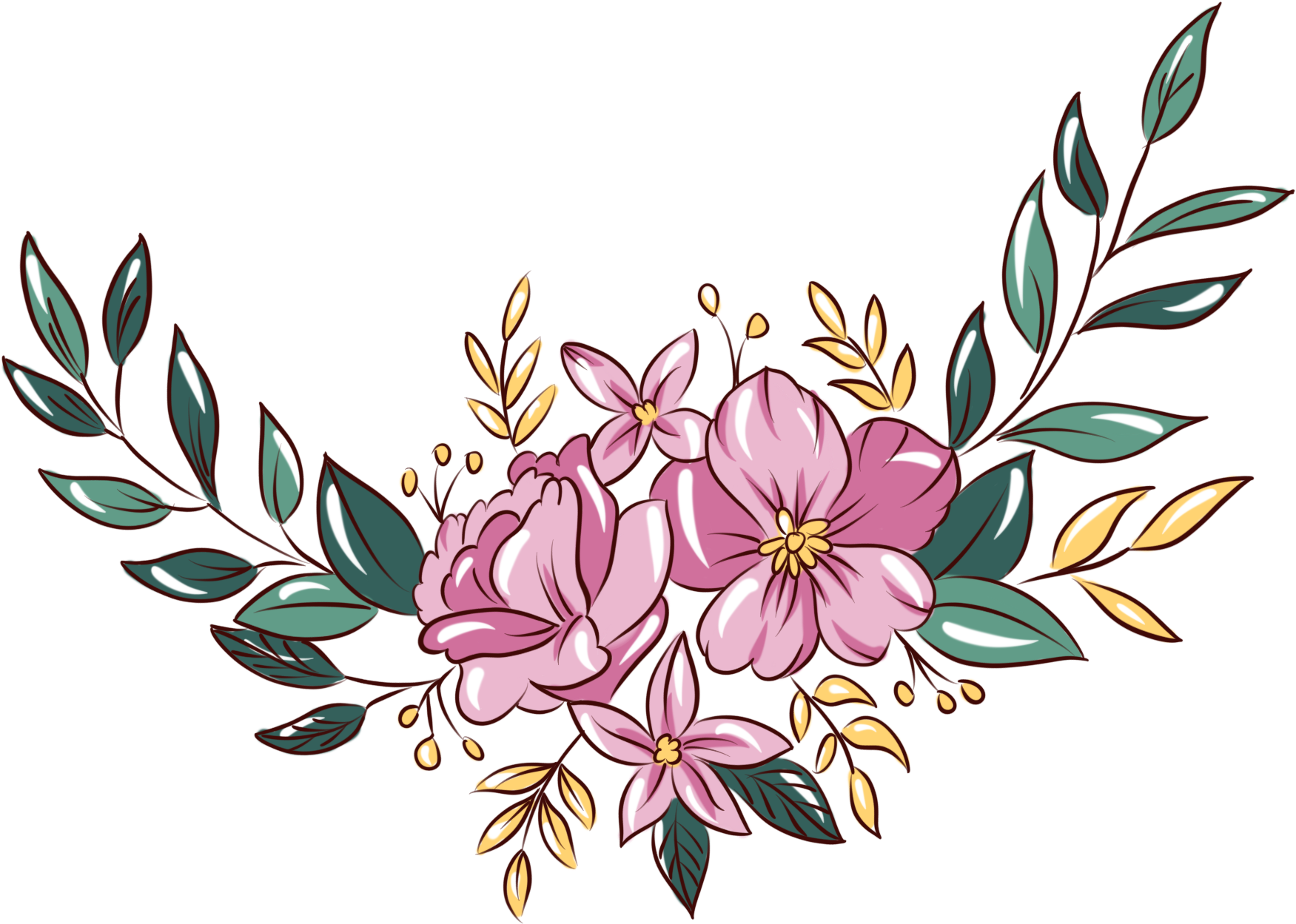 Hand Painted Plants Flowers Bouquets Botanical Png - Flower (2000x2000)
